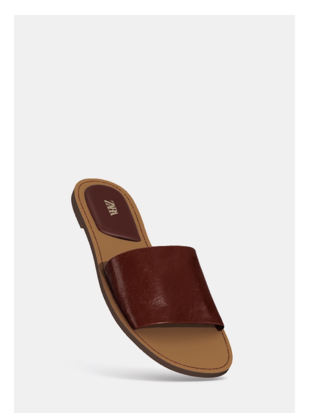 ZARA Dark Brown Leather Slide Mule